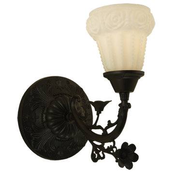 7 Wide White Puffy Rose Wall Sconce