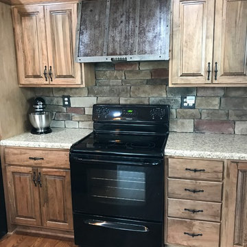 Custom Amish Cabinetry- Rustic Maple Honey Manor with Gray Glaze