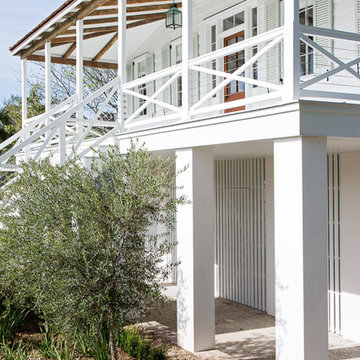Classic Island Beach Cottage Front Porch Exposed Wood