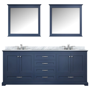 80 Inch Navy Blue Double Sink Bathroom Vanity, Choice of Top, Transitional, Base