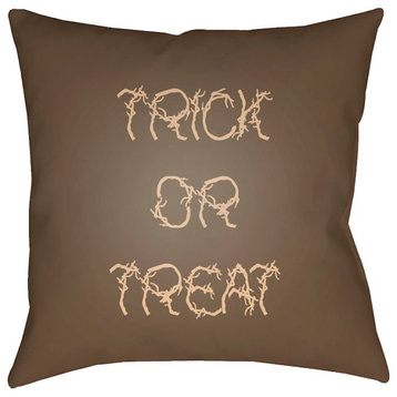 Boo by Surya Trick or Treat Poly Fill Pillow, Brown, 20' x 20'