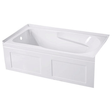 VTAP603220CL 60" Acrylic Anti-Skid Alcove Tub With Left Hand Drain Hole, White