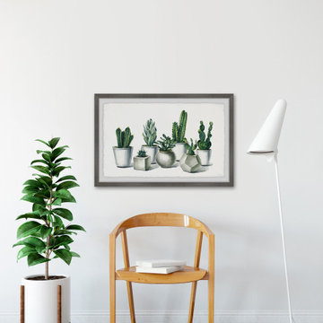 "Ceramic Potted Cactus" Framed Painting Print