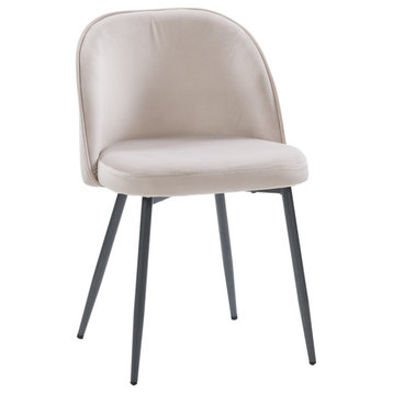 CorLiving Ayla Velvet Upholstered Side Chair, Greige