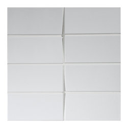 Dimensional Ceramic - Distortion Mosaic 1-7/8" x 3-7/8" White - Matte - Tile