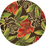 Couristan Inc - Couristan Covington Areca Palms Area Rug, Brown-Forest Green, 7'10" Round - Designed with today's busy households in mind, the Covington Collection showcases versatile floor fashions with impressive performance features that add to their everyday appeal. Because they are made of the finest 100% fiber-enhanced Courtron polypropylene, Covington area rugs are water resistant and can be used in a multitude of spaces, including covered outdoor patios, porches, mudrooms, kitchens, entryways and much, much more. Treated to prevent the growth of mold and mildew, these multi-purpose area rugs are exceptionally easy to clean and are even considered pet-friendly. An ideal decor choice for families with young children, or those who frequently entertain, they will retain their rich splendor and stand the test of time despite wear and tear of heavy foot traffic, humidity conditions and various other elements. Featuring a unique hand-hooked construction, these beautifully detailed area rugs also have the distinctive aesthetic of an artisan-crafted product. A broad range of motifs, from nature-inspired florals to contemporary geometric shapes, provide the ultimate decorating flexibility.