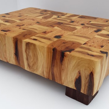 End Grain Hickory & Walnut Butcher Block Cutting Board