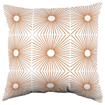 Geometric Mid Century Modern Grid Rays Double Sided Pillow, 16"x16"
