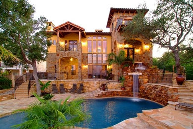 Mediterranean exterior home idea in Austin