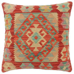 Bareens Designer Rugs - Rustic Turkish Nicholas Hand Woven Kilim Pillow - Embellish your home with this timeless casual chic handmade Southwestern Kilim throw pillow covers made with wool and cotton. Constructed on a loom by Nomad Turkman people with hand spun wool and Natural Vegetable dyes these beautiful Kilim pillow covers are known for their beautiful repetitive geometrical, naturalistic floral and traditional patterns yet still giving it a moden look. Masterfully artisan-crafted on traditional Kilim looms with a contemporary fashion palette producing bold intricate sharp patterns making them a standout piece in any decor.