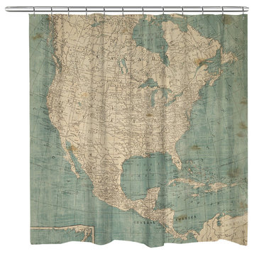 North America Map Shower Curtain