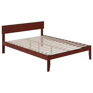 Pemberly Row Modern Solid Wood Platform Queen Bed with Slat Kit in Walnut