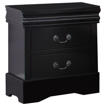 Louis Philippe Traditional 2-Drawer Nightstand Bedside Table, Black