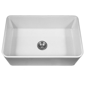 Houzer Platus Series 33" Apron-Front Fireclay Single Bowl Kitchen Sink, White