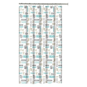 Ocean Shells Theme Canvas Fabric Shower Curtain Diamond Geometric