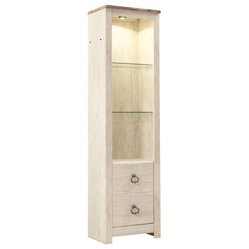 Benzara BM210895 Tall Pier, 1 Door Cabinet and 2 Adjustable Glass Shelves