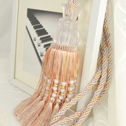 5 Colors QYM38 Polyester and Acrylic Curtain Tassel Tie Backs in Orange Color - Window Treatment Accessories