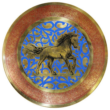 Natural Geo Horse Running Decorative Brass Accent Plate