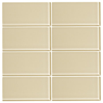 3"x6" Glass Subway Tiles, Set of 8, Sandstone