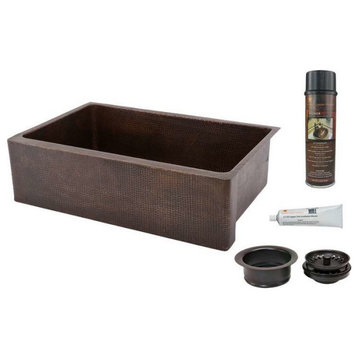 KASDB33229 Copper Sink With Drain Package, Plain Design