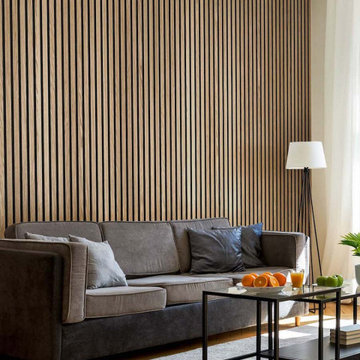 Natural Oak Acoustic Slat Wood Wall Panels - 2400x600mm