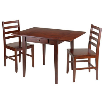 Ergode Hamilton 3-Piece Drop Leaf Dining Table With 2 Ladder Back Chairs