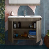 30"Floating Vanity | Walnut Brown Finish Integrated White Porcelain Sink