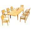 9-Piece Outdoor Teak Set: 122" X-Large Rectangle Table, 8 Maldives Arm Chairs