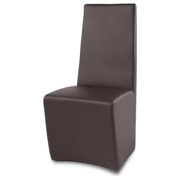 Boston High Back Modern Leather Dining Chair, Brown