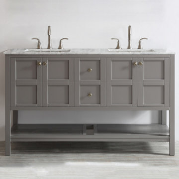 Florence 60 in. W x 22 in. D x 35 in. H Vanity in Grey with Marble Vanity Top in