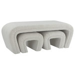 Meridian Furniture - Odelia Boucle Fabric Upholstered Nesting Bench, Cream - Save space and add style to your home with this Odelia cream boucle fabric bench from Meridian Furniture. Featuring rich, cream boucle fabric upholstery, this bench offers a soft and comfortable spot for guests to sit. Included are three nesting benches, so you always have extra sitting space which can easily be tucked away when not needed. This contemporary bench is perfect for any modern home and will liven up any living space.