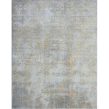 Avery Contemporary Abstract Beige/Cream Rectangle Area Rug, 8'7''x12'2''