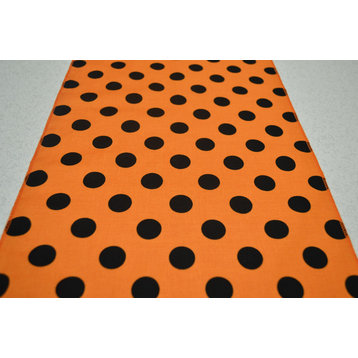 Orange and Black Polka Dot Table runner, 14x108