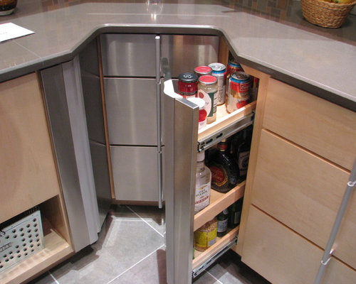 Corner base cabinet storage options - 