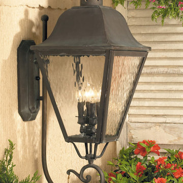 High Falls Collection 4-Light 32" Charcoal Wall Lantern with Water Glass