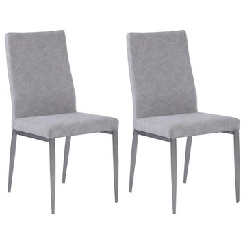 Contemporary Contour Back Chair - Set Of 2, Gray