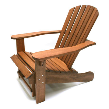 Eucalyptus Adirondack Chair With Built-In Ottoman