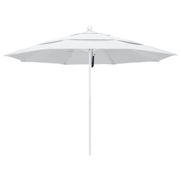 11 Foot Olefin Fabric Aluminum Pulley Lift Patio Market Umbrella, White Pole