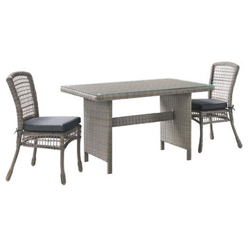 Alaterre Furniture Asti All-Weather Gray Wicker 3-Piece Outdoor Dining Set