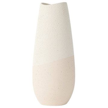 Salar Cream Gourd Style Crackled Ceramic Vase, 14"