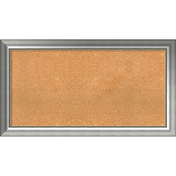 Framed Cork Board, Vegas Curved Silver Wood, 45x25