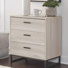 Modern Industrial 3 Drawer Chest of Drawers, Natural Beige