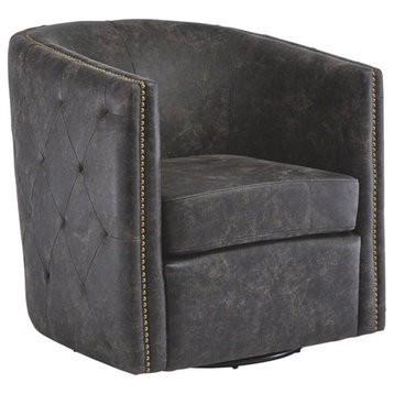 Signature Design by Ashley Brentlow Swivel Chair in Distressed Black
