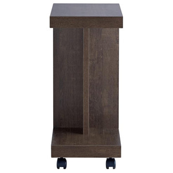 Furniture of America Vecker Modern Wood Mobile End Table in Walnut Oak