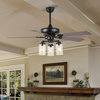 Lucas 52" 3-Light Rustic Mobile-App/Remote-Controlled Ceiling Fan, Black/Clear
