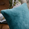 Heavy Faux Fur Throw Pillow Covers 2pcs Set, Smoke Blue, 20''x20''