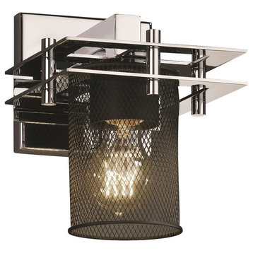 Justice Designs Wire Mesh Metropolis 1-LT Wall Sconce - Polished Chrome