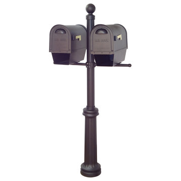Classic Mailboxes With Newspaper Tube & Fresno Double Mount Mailbox Post