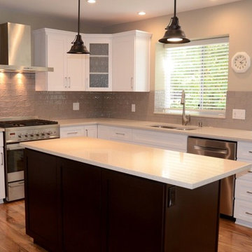 Cabinet Refacing Done in Maple With a Satin White Finish