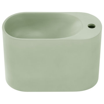 Terre 17.5" Right Side Faucet Wall-Mount Bathroom Sink, Palm Green